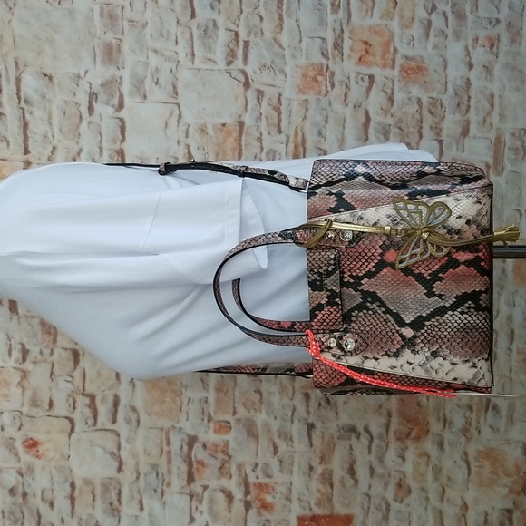 New Sophia Webster Hola Mini Snake-Print Top-Handle Tote Bag - Picture 3 of 13